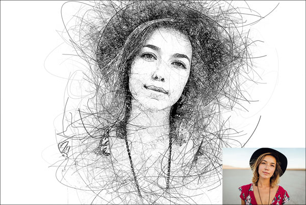 Portrait Scribble Sketch Art Photoshop Action