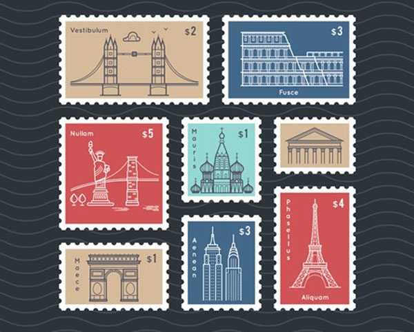Postage Stamps with National Landmarks