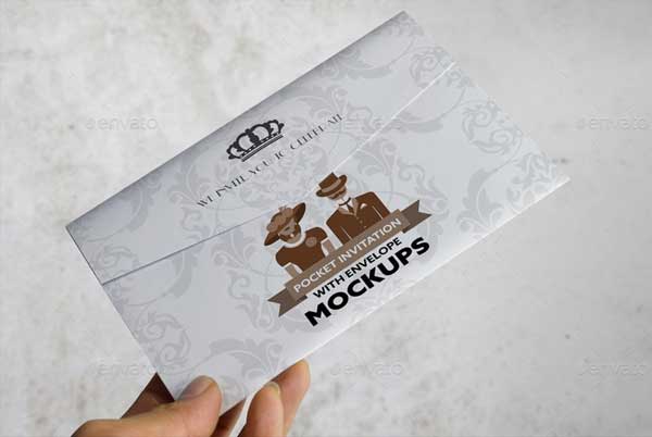 Postcard Pocket Invitation With Envelope Mockups