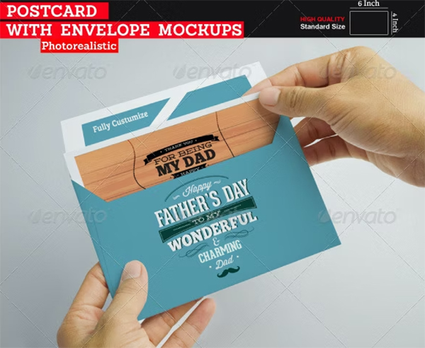 Postcard With Envelope Mockups