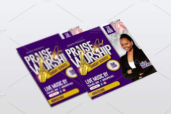 Praise And Worship Church Flyer Design Template