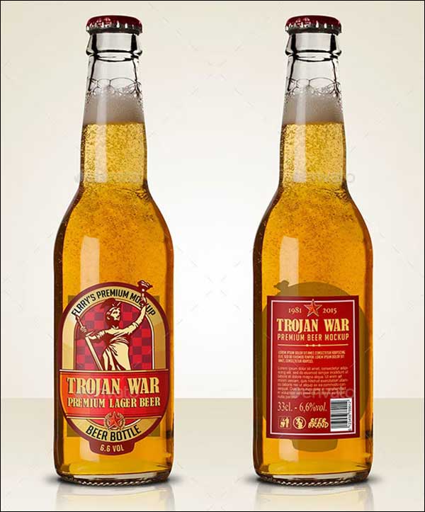 Premium Amber Beer Bottle Mockup