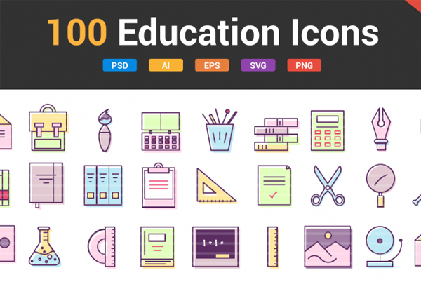 Premium Flat Education Icons
