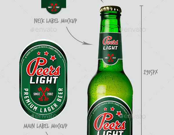 Premium Green Beer Bottle Ad Mockup