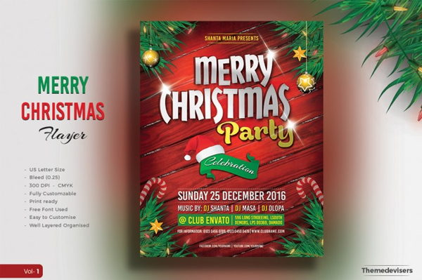 Printable Christmas Party Invitation Flyer