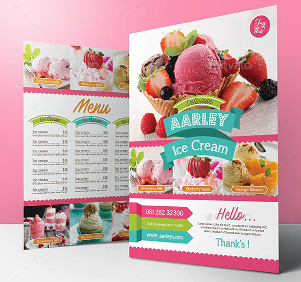 Print Ice Cream Menu Flyer Template