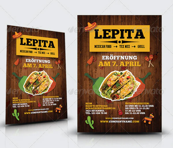 Print Mexican Food Menu Flyer Template