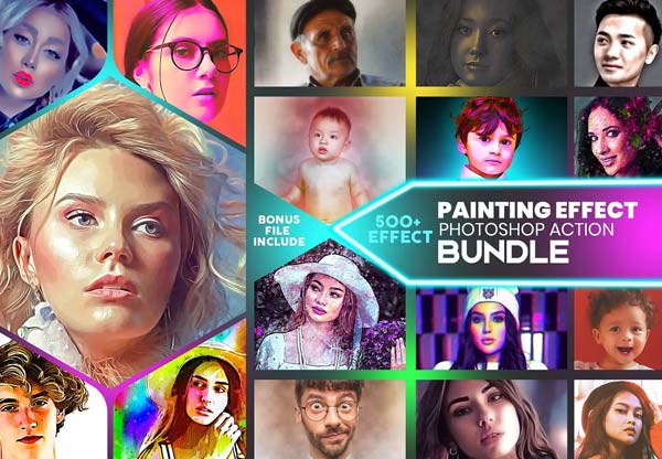 Print Oil Paint Photoshop Actions Bundle