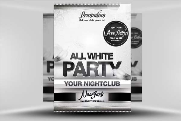 Printable All White Party Flyer Templates Download