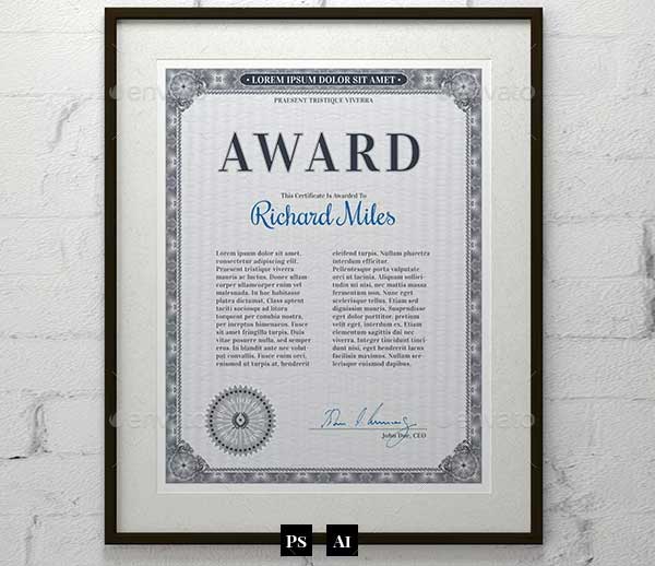 Printable Award Certificate Template