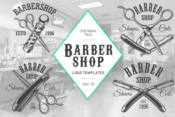 Printable Barbershop Logos Set