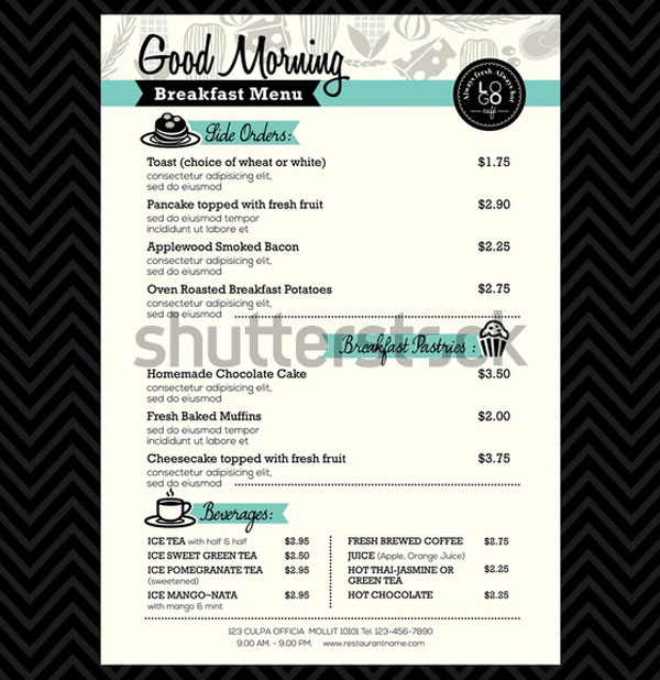 Printable Breakfast Menu Flyer Template