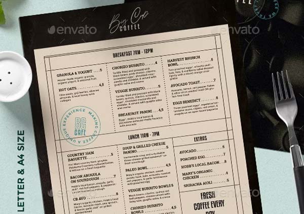 Printable Coffee Menu Template