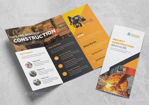 Printable Construction Trifold Brochure Template