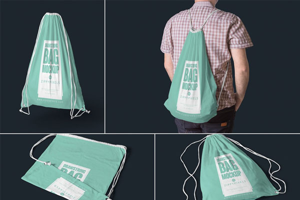 Printable Drawstring Backpack Bag Mockup