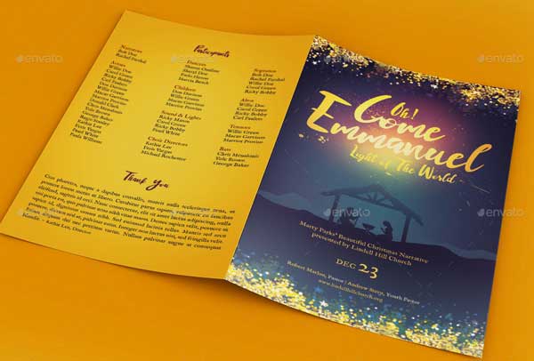 Printable Emmanuel Christmas Program Brochure Template