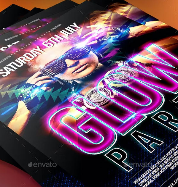 Printable Glow Party Flyer Template