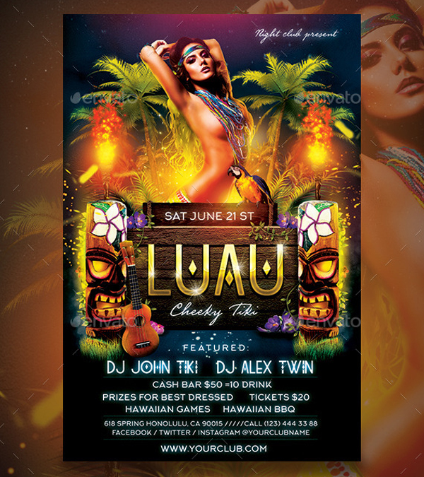 Printable Luau Party Flyer Templates