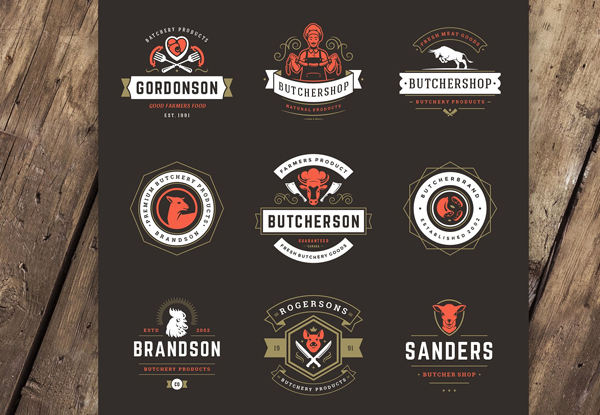Printable Meat Food Logos and Badges