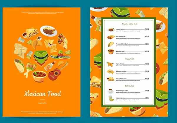 Printable Mexican Restaurant Menu Flyer Template