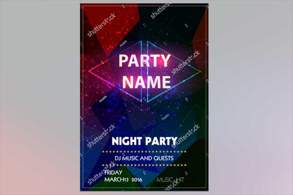 Printable Night Disco Party Vector Flyer