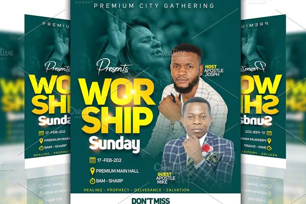 Printable Realistic Worship Church Flyer Templates