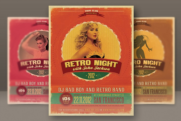 Printable Retro Night Luau Party Flyer