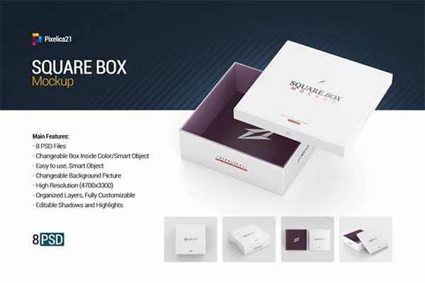 Printable Square Box Mockup