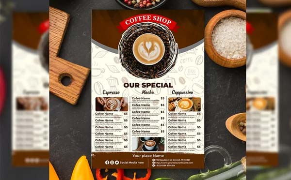 Printable Template Coffee Menu