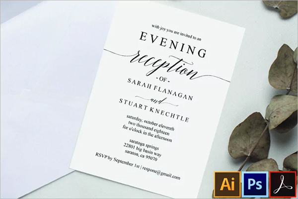 Printable Wedding Reception Invitation Template