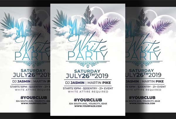 Printable White Affair Party Flyer Templates