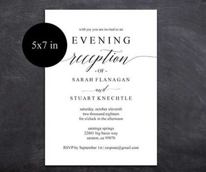 Printable Wedding Reception Invitation Template