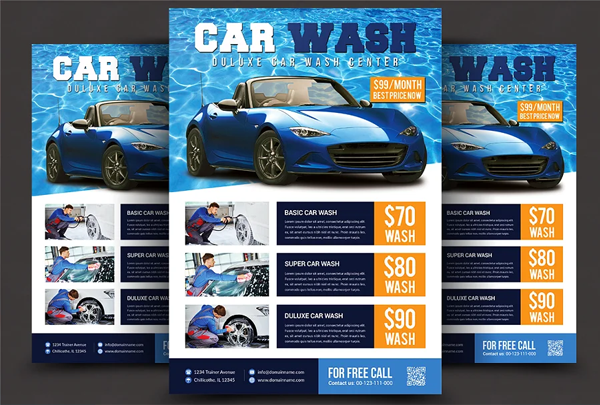 Professional Clean Car Wash Flyer Template