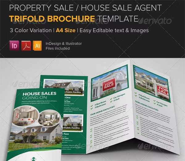 Property Sale Trifold Brochure Template