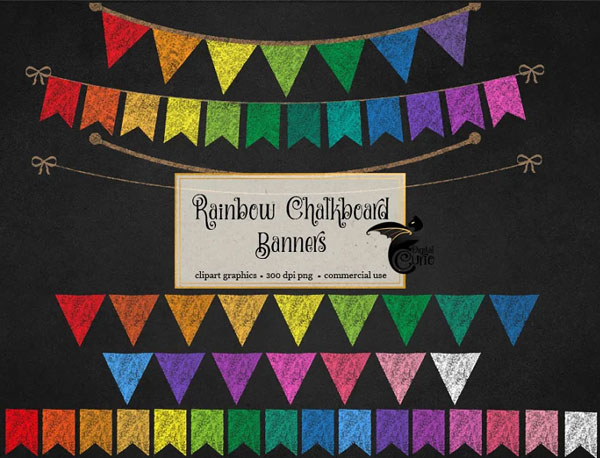 Rainbow Chalkboard Bunting Banners