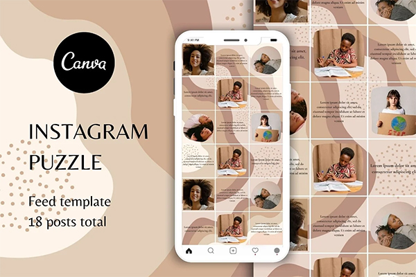 Rainbow Instagram Puzzle Canva Template