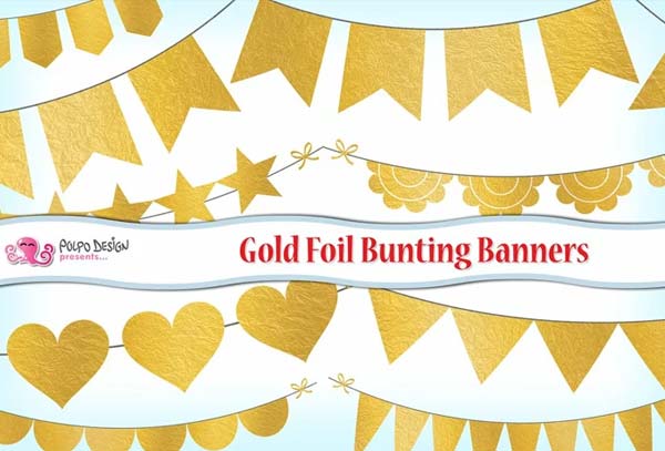 Rainbow and Gold Party Buntings