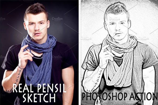 Real Pencil Sketch Photoshop Action Bundle