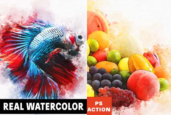 Real Watercolor Photoshop Action Free Template