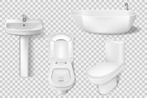 Realistic Bathroom Collection Template