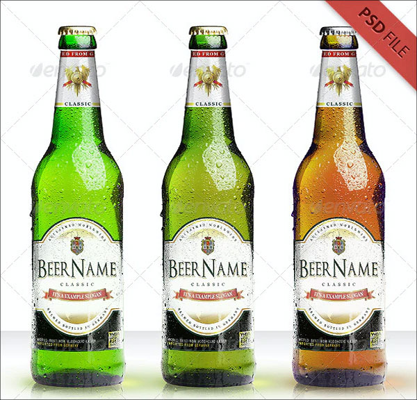 Realistic Beer Bottle Mockup