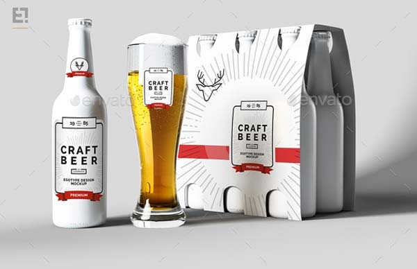 Realistic Beer Bottle Package Ad Mockup