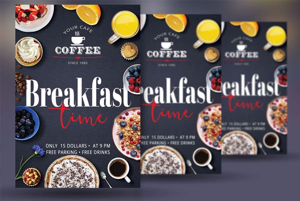 Realistic Breakfast Menu Flyer Template
