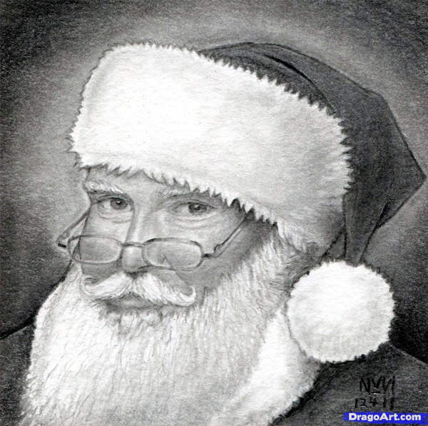 Realistic Drawing Christmas Santa