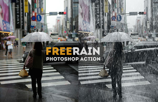 Realistic Falling Rain Window PSD Action
