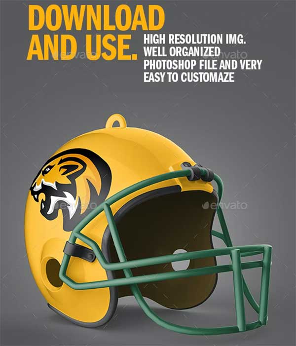 Realistic Football Helmet Mockup PSD Template