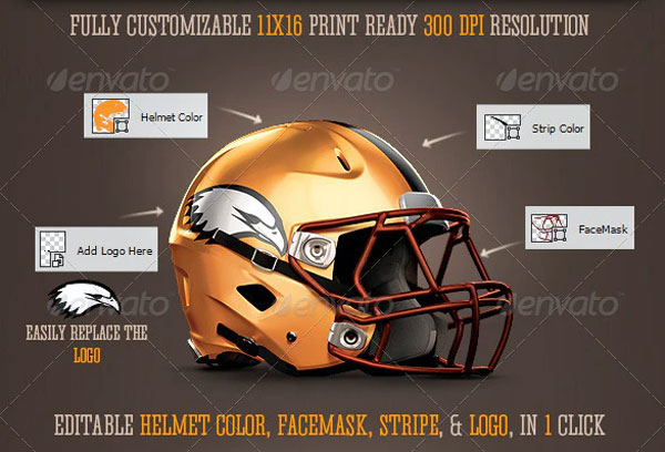 Realistic Football Helmet Mockup PSD