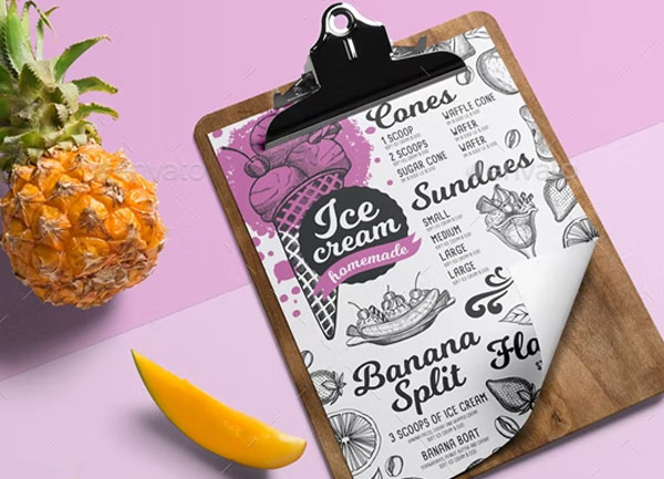 Realistic Ice Cream Menu Flyer Template