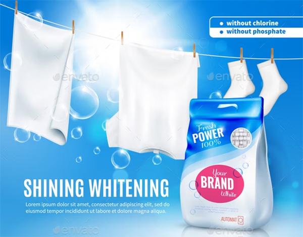 Realistic Laundry Detergent Ad Poster