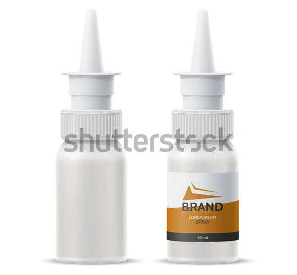 Realistic Nasal Spray Plastic Bottle Mockup Set